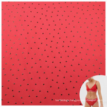 red colored dyed black heart polyamide elastane foil swimsuit fabric for bras and pants
